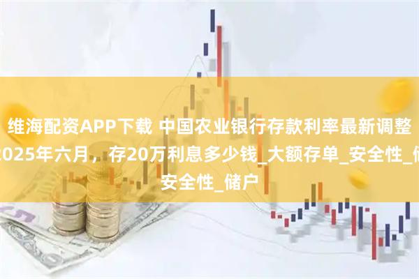 维海配资APP下载 中国农业银行存款利率最新调整：2025年六月，存20万利息多少钱_大额存单_安全性_储户