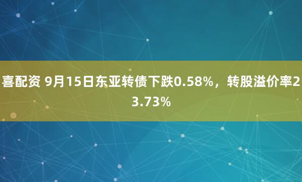 喜配资 9月15日东亚转债下跌0.58%，转股溢价率23.73%